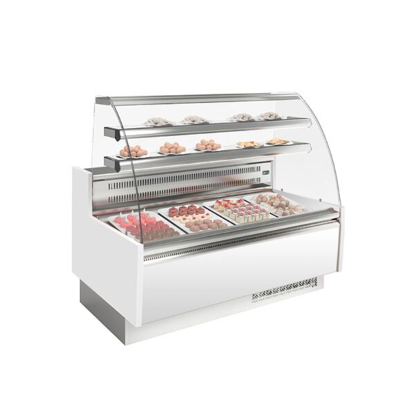 Comptoir à pâtisseries - 1620mm - avec éclairage LED & 2 étagères