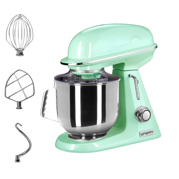 Mélangeur planétaire - 7 litres - 350 watts - avec 3 accessoires de mélange - Vert menthe