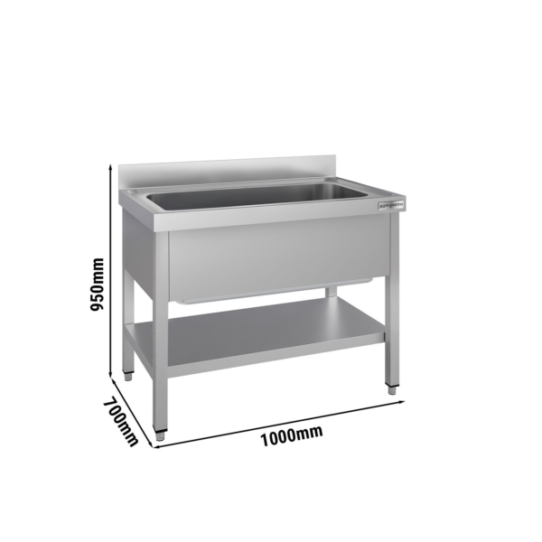 Évier pour casseroles ECO - 1000x700 mm - avec fond et 1 bac