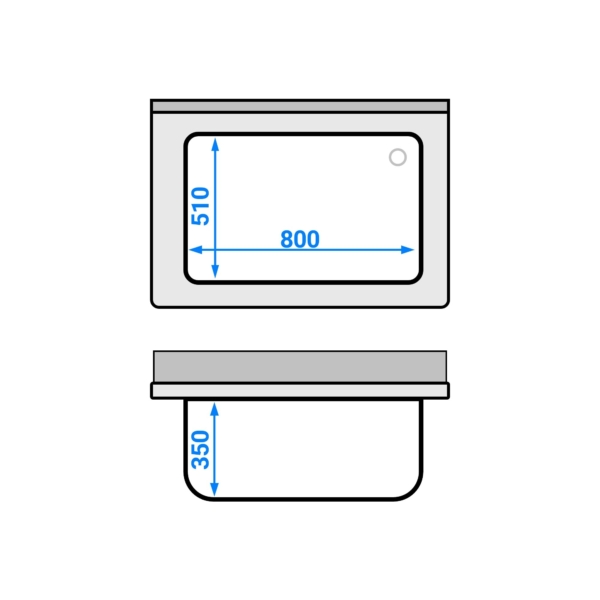 Évier pour casseroles ECO - 1000x700 mm - avec fond et 1 bac