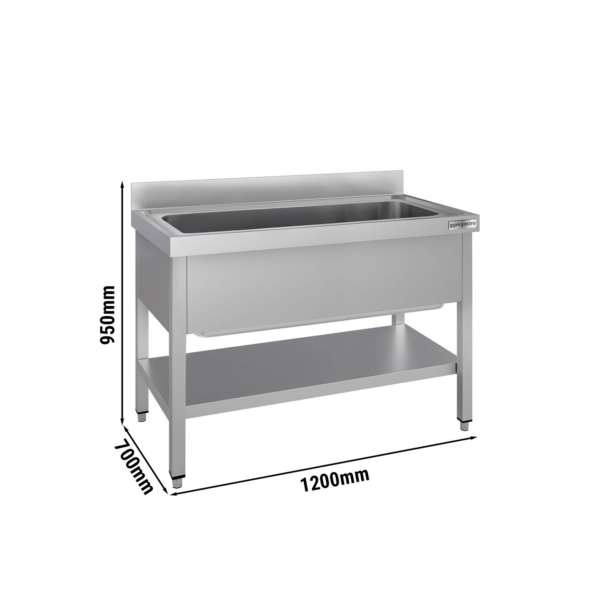 Évier pour casseroles ECO - 1200x700 mm - avec fond et 1 bac