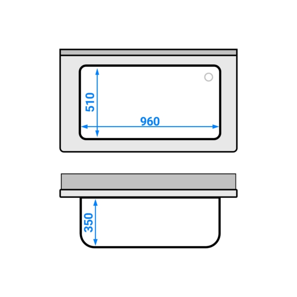 Évier pour casseroles ECO - 1200x700 mm - avec fond et 1 bac