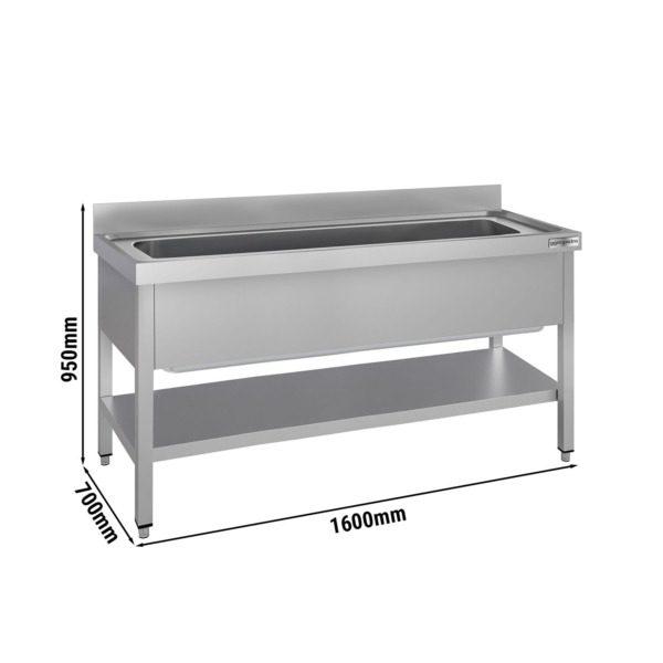 Évier pour casseroles ECO - 1600x700 mm - avec fond et 1 bac