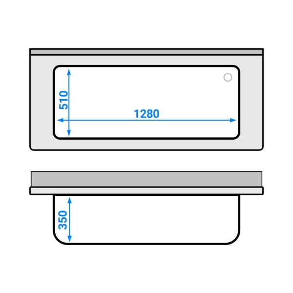 Évier pour casseroles ECO - 1600x700 mm - avec fond et 1 bac