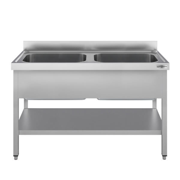 Évier pour casseroles ECO - 1600x700 mm - avec fond et 2 bacs