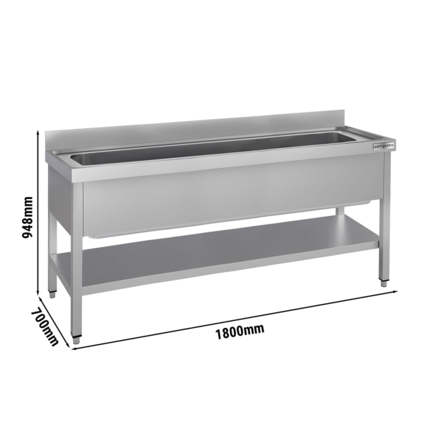 Évier pour casseroles ECO - 1800x700 mm - avec fond et 1 bac