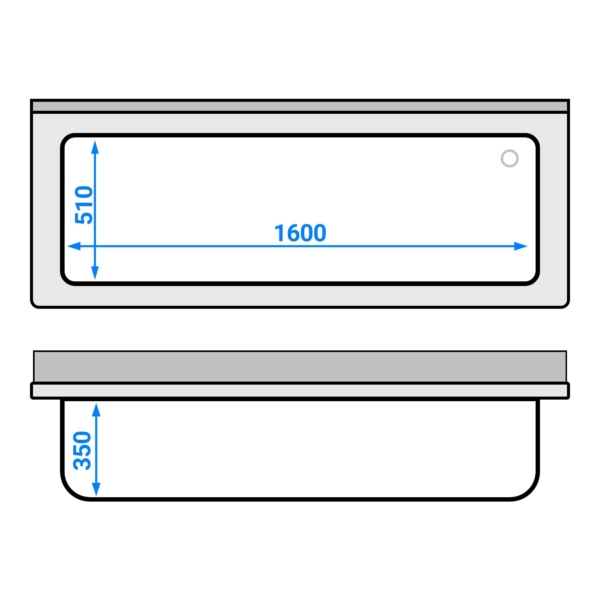 Évier pour casseroles ECO - 1800x700 mm - avec fond et 1 bac