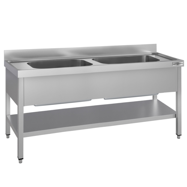 Évier pour casseroles ECO - 1800x700 mm - avec fond et 2 bacs