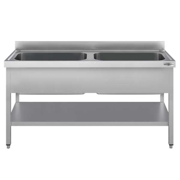 Évier pour casseroles ECO - 1800x700 mm - avec fond et 2 bacs