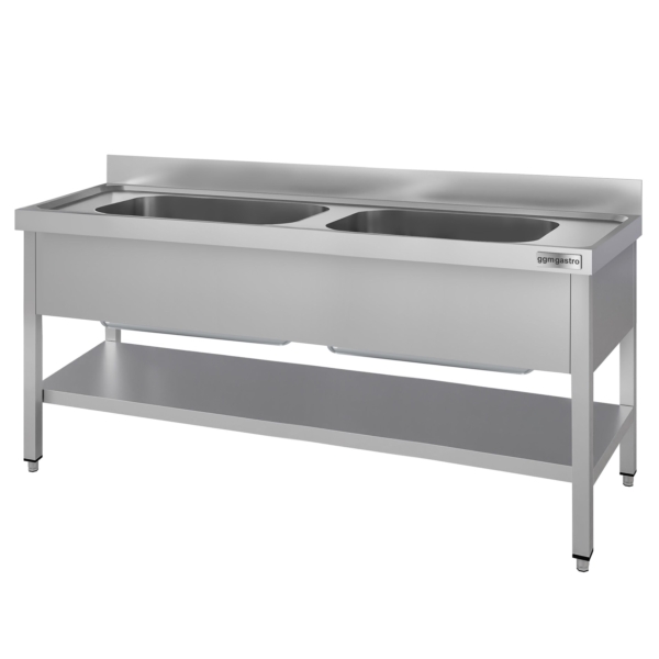 Évier pour casseroles ECO - 1800x700 mm - avec fond et 2 bacs