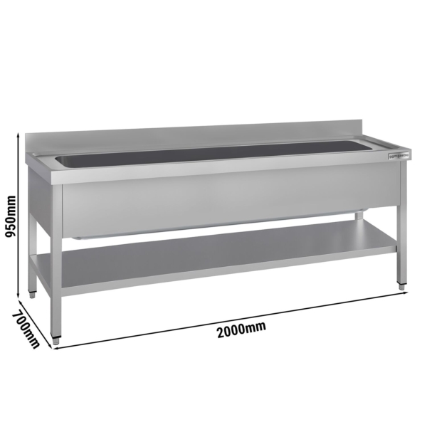 Évier pour casseroles ECO - 2000x700 mm - avec fond et 1 bac