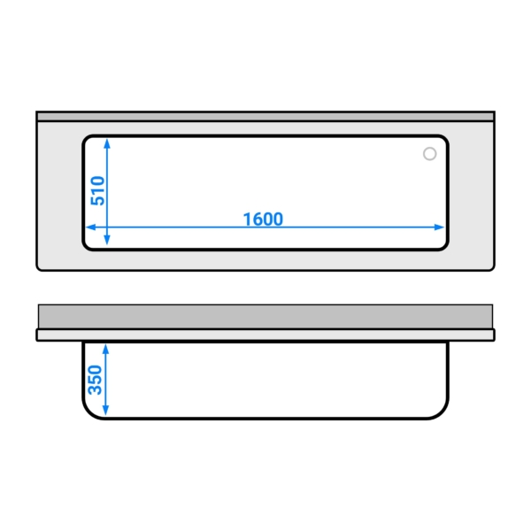 Évier pour casseroles ECO - 2000x700 mm - avec fond et 1 bac