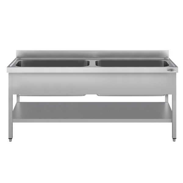 Évier pour casseroles ECO - 2000x700 mm - avec fond et 2 bacs