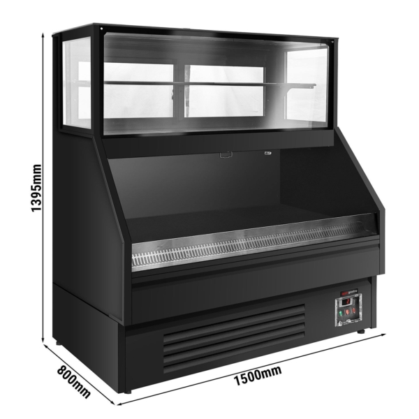 Comptoir de vente - 1500 mm - 251 litres - avec éclairage LED, compartiment de rangement en haut et en bas