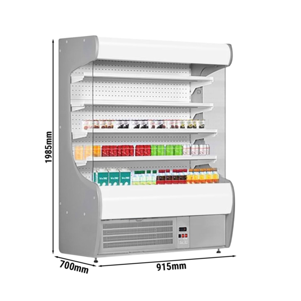 Étagère réfrigérée murale - 1070 mm - avec éclairage LED et 4 étagères - Panneau avant blanc