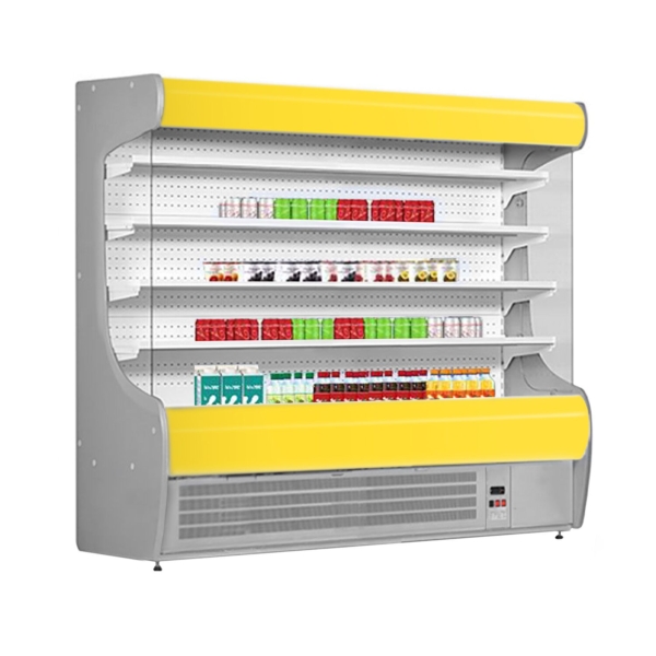 Étagère réfrigérée murale - 2020 mm - avec éclairage LED & 4 étagères - Panneau avant jaune