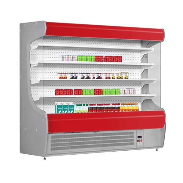 Étagère réfrigérée murale - 2020 mm - avec éclairage LED et 4 étagères - Panneau avant rouge