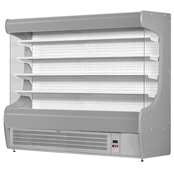 Étagère réfrigérée murale - 2520 mm - avec éclairage LED et 4 étagères - Panneau avant argenté