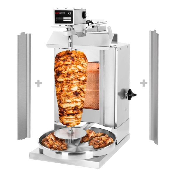 Grill à gaz pour gyros/döner - 1 brûleur - max. 5 kg - avec 2 portes battantes incluses