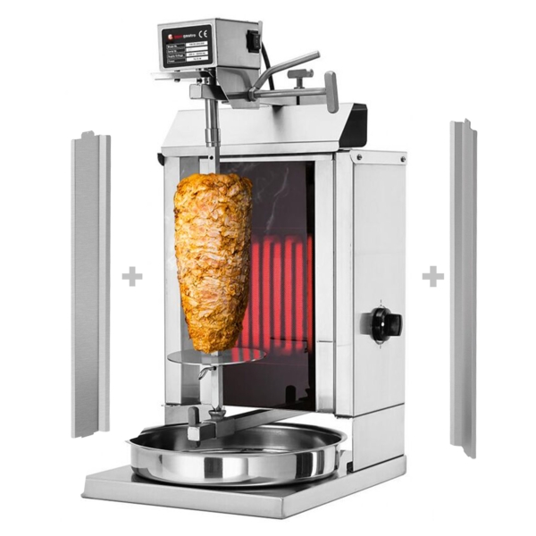 Gril à gyros / kebab électrique - 1 brûleur - max. 5 kg - incluant 2 portes battantes