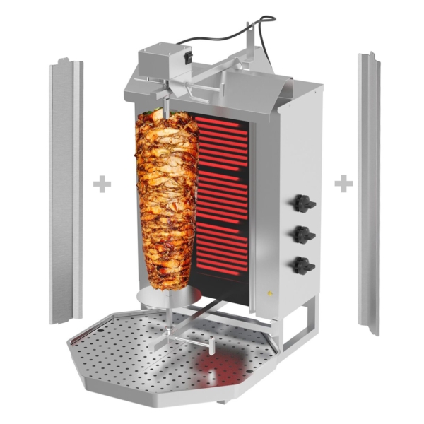 Gril électrique à gyros/döner - 3 bruleurs - max. 40 kg - avec 2 portes battantes