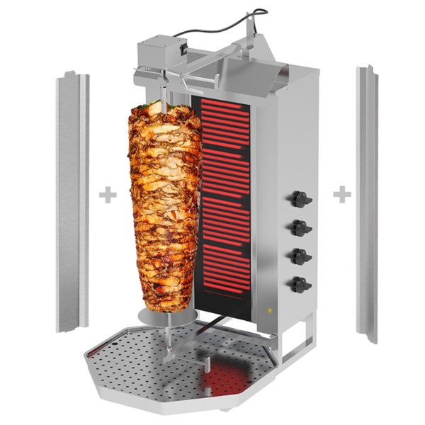 Gril électrique à gyros/döner - 4 bruleurs - max. 60 kg - avec 2 portes battantes