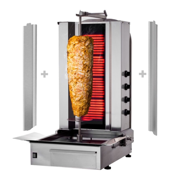 Gril électrique à gyros/döner - 4 bruleurs - max. 80 kg - avec 2 portes battantes