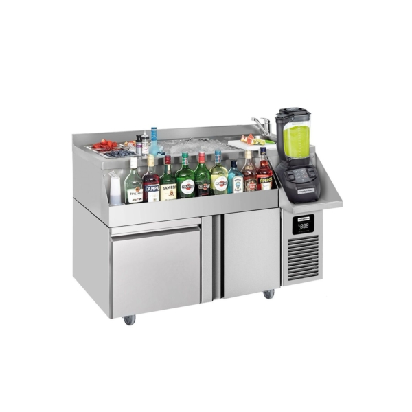 Table réfrigérée pour bar et boissons - 1600x600mm - 235 litres - avec 1 porte, 2 tiroirs & étagères