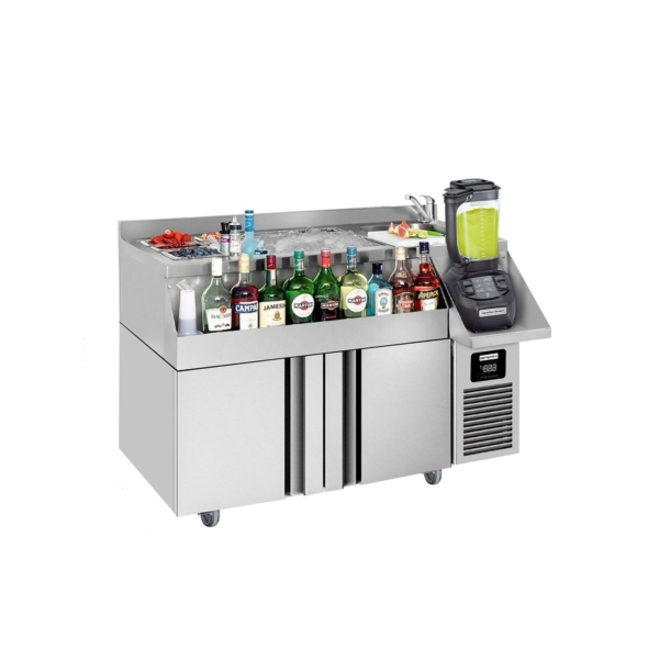 Table réfrigérée pour bar & boissons - 1200x600mm - 150 litres - avec 2 portes & étagères