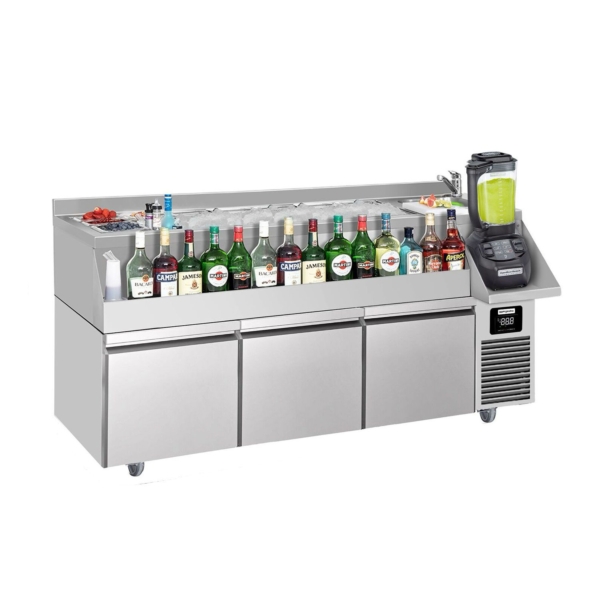 Table réfrigérée pour bar & boissons - 1600x600mm - 235 litres - avec 3 tiroirs & étagères